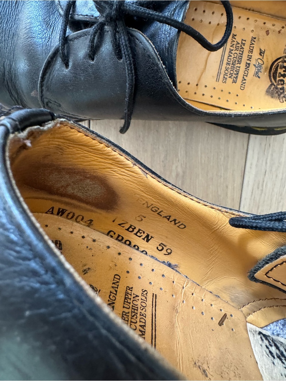 Dr. Martens Black Leather Derby Shoes with Yellow Stitching - Picture 8 of 9